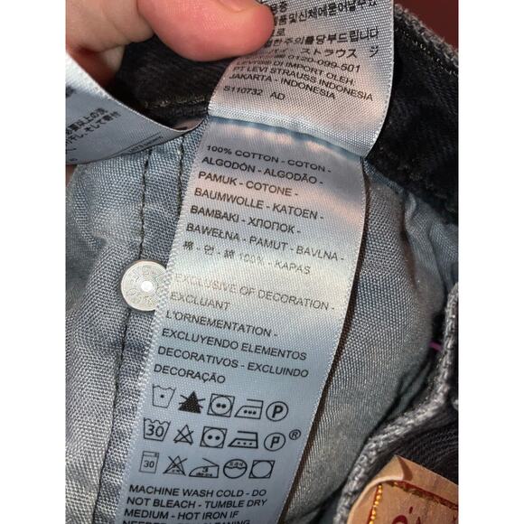 Levi's black 501 distressed jean shorts size 28 - Picture 7 of 9